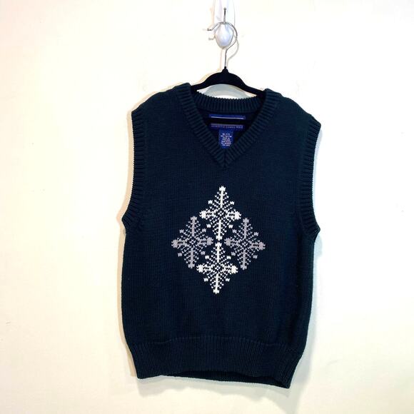Vintage Green Sweater Vest kids Snowflake Design 7us - Picture 1 of 6